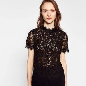 Zara Black Lace Blouse